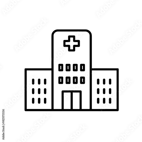 Hospital building in a minimalist style with monochrome colors  