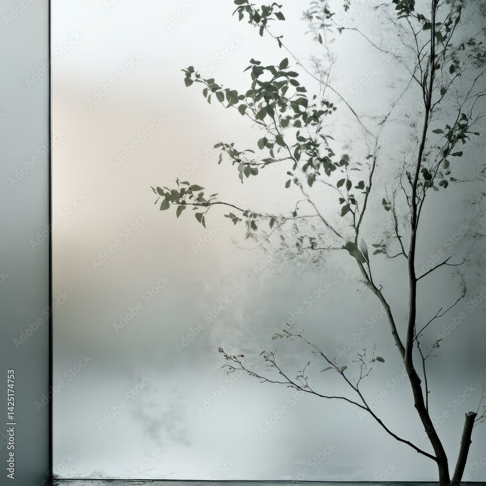 Misty view of a tree through frosted glass Misty view of a tree through frosted glass