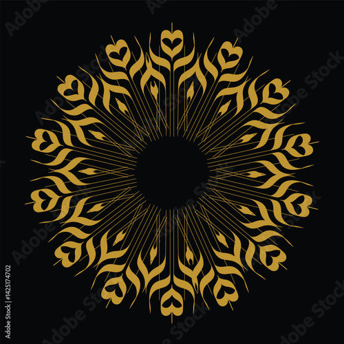 Obraz na płótnie Golden Ornamental Mandala Design Isolated on Black Background w salonie