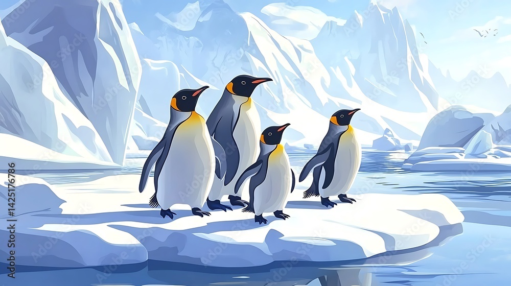 Fototapeta premium Emperor Penguins Antarctic Iceberg.