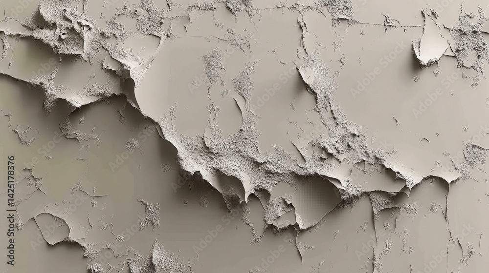 Cracked and peeling paint texture, revealing layers beneath. A distressed, aged surface with a rough, tactile quality