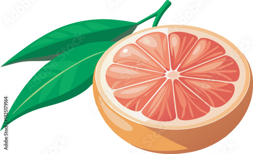 A vibrant and detailed vector illustration of a beautiful grapefruit, showcasing rich colors, juicy texture, and artistic citrus fruit elegance.