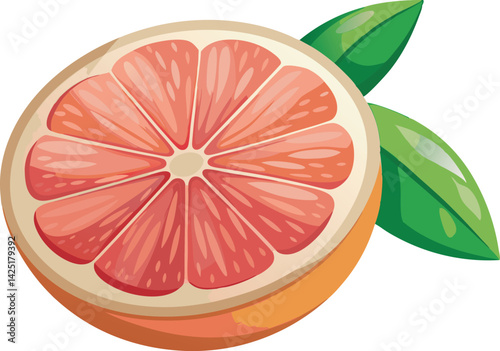 A vibrant and detailed vector illustration of a beautiful grapefruit, showcasing rich colors, juicy texture, and artistic citrus fruit elegance.