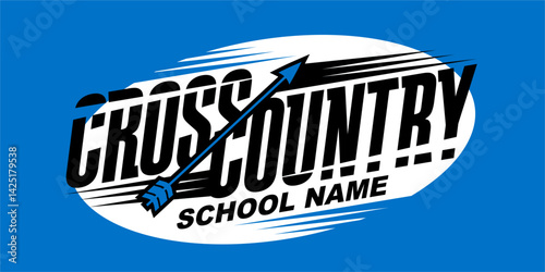 cross country team design with arrow for school, college or league sports