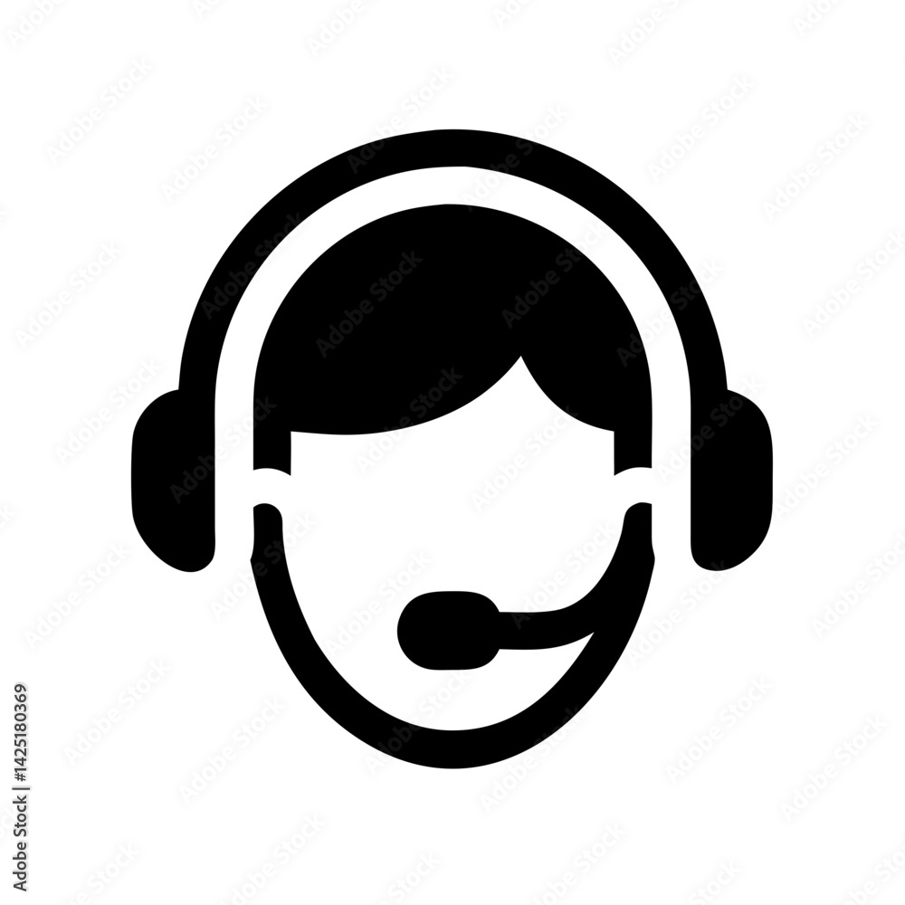 Customer Support Icon Headset Business Icons Vector Illustration Customer Support Icon Headset Business Icons Vector Illustration
