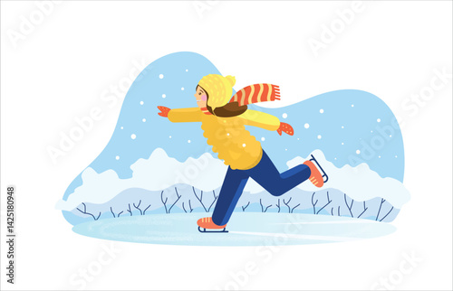 Skater girl soars on ice winters joyful embrace