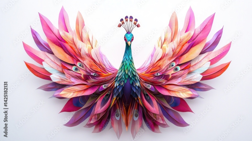 Obraz premium Colorful paper peacock design