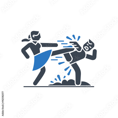 Woman Kicking Attacker Icon