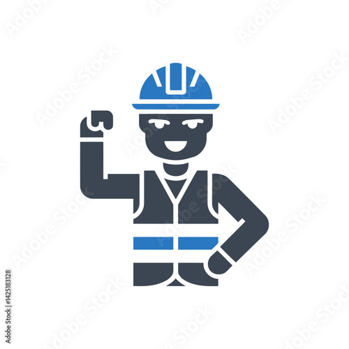 Construction Worker Confident Pose Icon