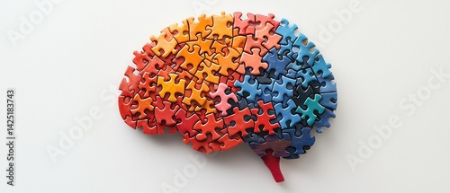 Obraz na płótnie Mental Health Awareness Month Colorful puzzle pieces shaped like a brain, symbolizing creativity and cognitive processes. w salonie
