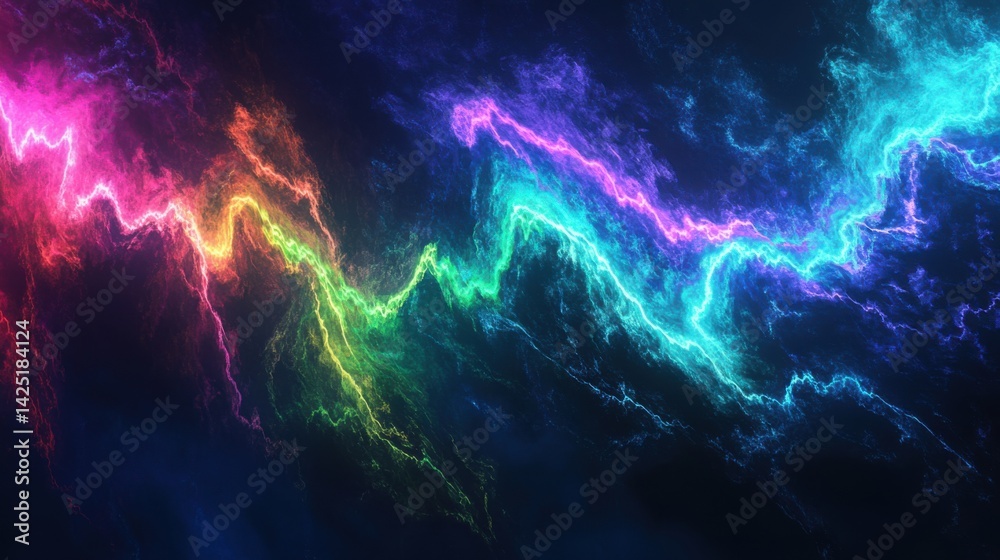 Fototapeta premium Rainbow Gradient Energy Flow on Dark Background