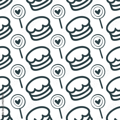 Vector seamless pattern illustration design features a floral set of hand-drawn flowers and leaves for vintage wallpaper texture