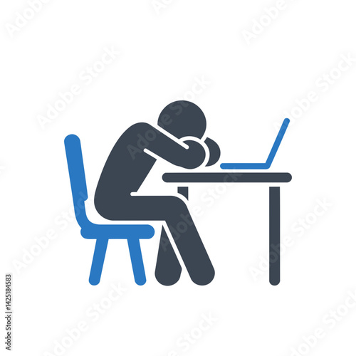 Exhaustion At Desk Icon