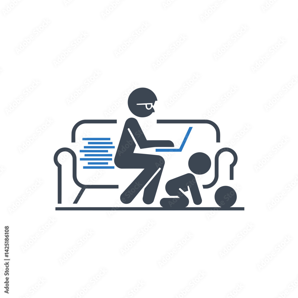 Work Children Multitasking Icon Work Children Multitasking Icon