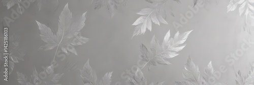 Subtle silver leaf wallpaper, seamless design , minimalist, pattern