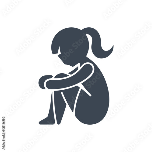 Sitting Hugging Knees Icon