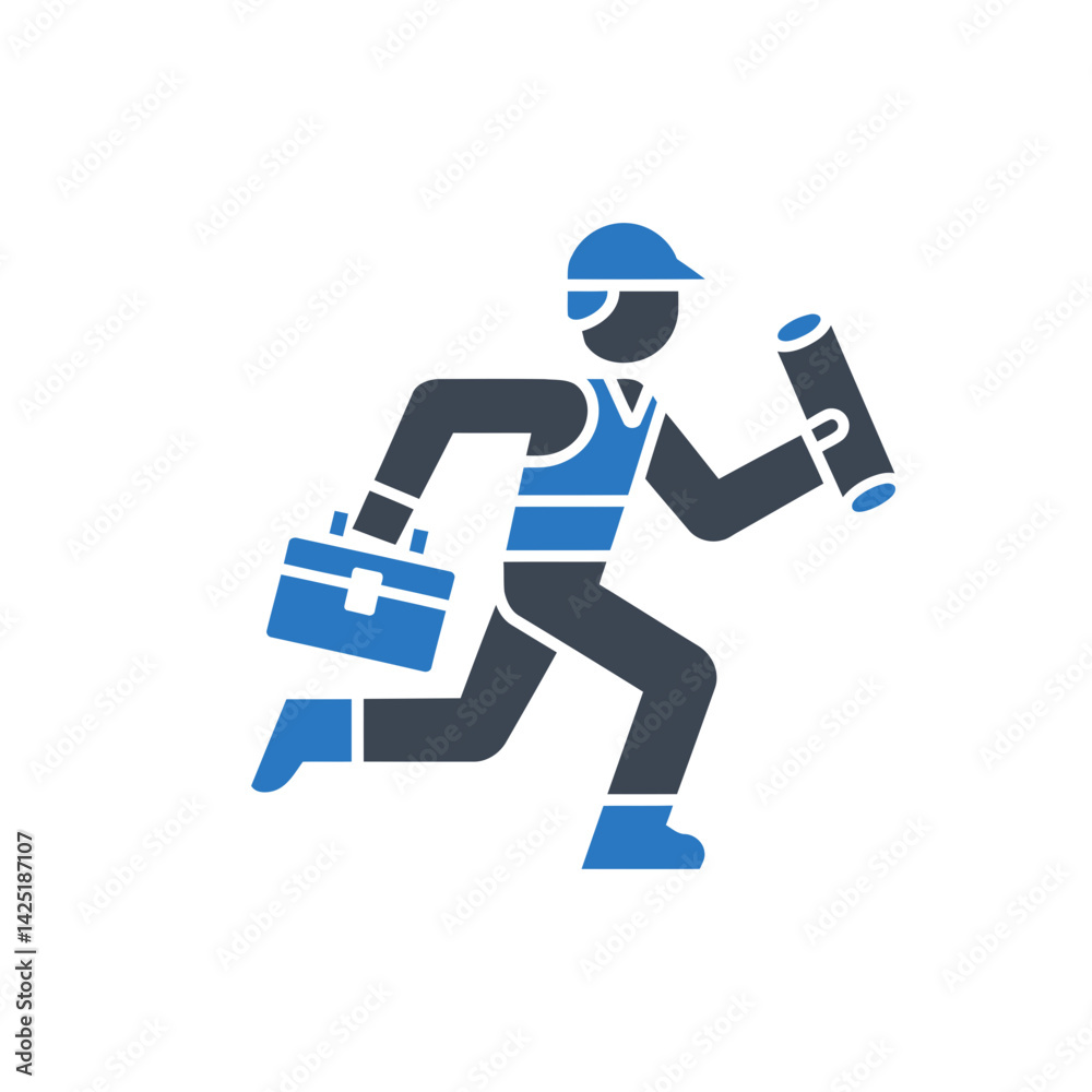 Worker Carrying Tools Icon Worker Carrying Tools Icon