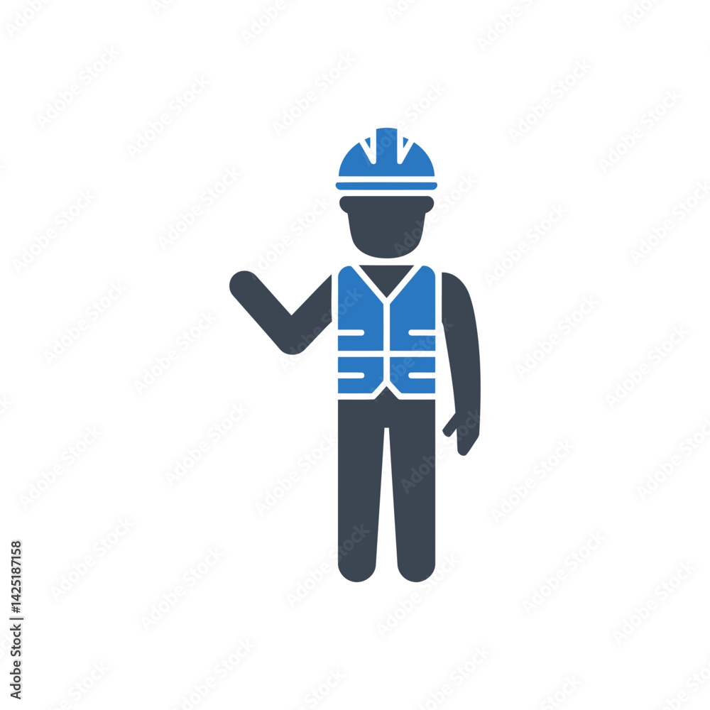 Construction Worker Gesturing Checkmark Icon Construction Worker Gesturing Checkmark Icon