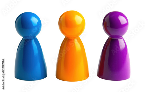 Board game figures isolated on transparent background