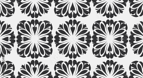 Floral Pattern Ornate blossoms in a striking monochrome design