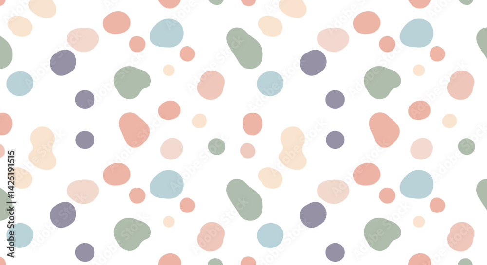 Playful blobs burst in a joyful pattern scattered colors dance on white