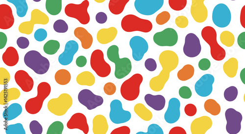 Rainbow splotches dance across a white canvas a joyful explosion of color