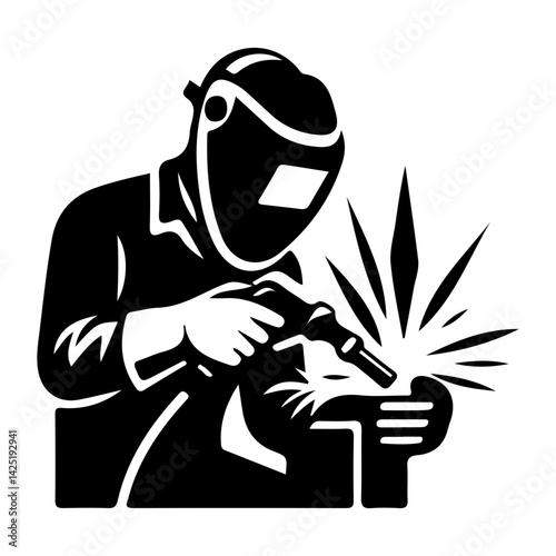 silhouette of argon welder man
