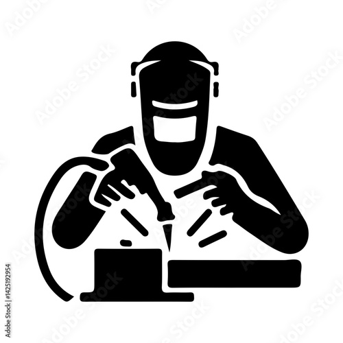 welder in protective mask
