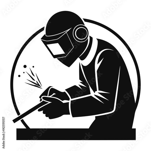 Welder silhouette vector art
