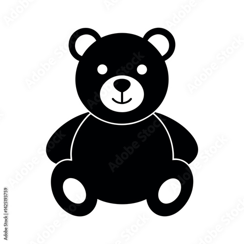 Teddy Bear Icon Vector Silhouette on White Background