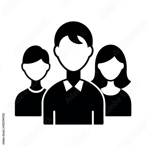 People Icon Vector Silhouette on White Background