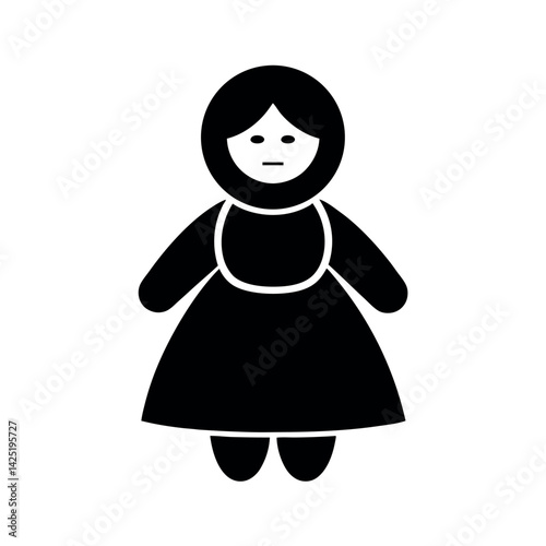 Doll Icon Vector Silhouette on White Background