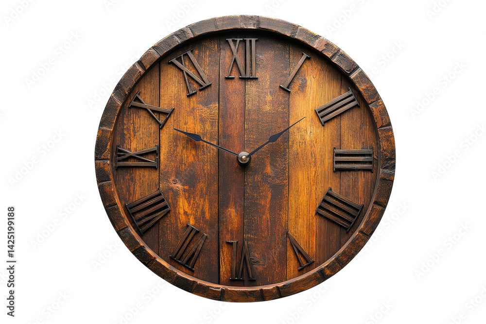 custom made wallpaper toronto digitalRustic Wooden Wall Clock with Roman Numerals Aged Texture and Dark Background Timeless on transparent background