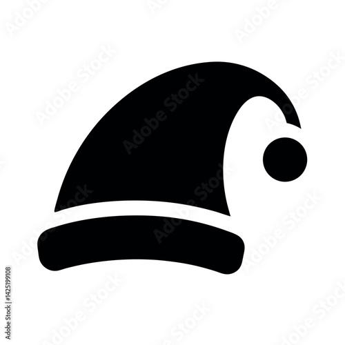 Santa Hat Icon Vector Silhouette on White Background