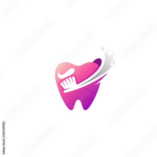 tooth logo and toothbrush with toothpaste, heath logos