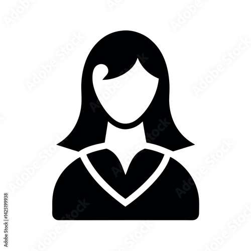 Single Female Icon Vector Silhouette on White Background