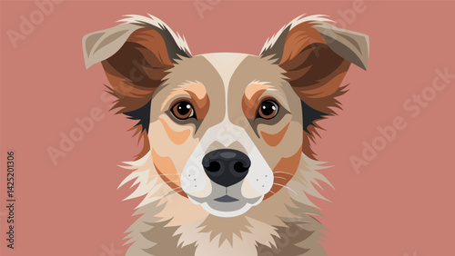 A detailed portrait of a beloved pet their fur depicted with soft pastel colors in shades of brown tan and white..