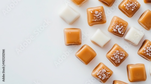 Caramels with Sea Salt on White Background
