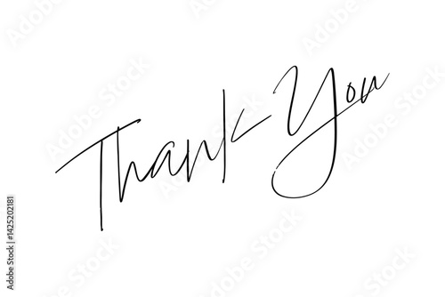 手書き風の筆記体で書いたThank You（ありがとう）の文字（カリグラフィー）
