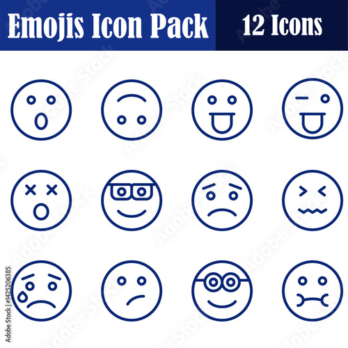 Smiley icon line set. Emoji icon collection containing happy emotion, sad, smiling, surprised, angry, relaxed, confused, laughing, excited and shocked emoticon icons. Vector outline illustration