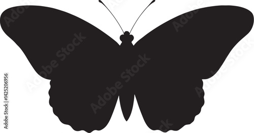 Butterfly Silhouette Vector - Simple Black Outline