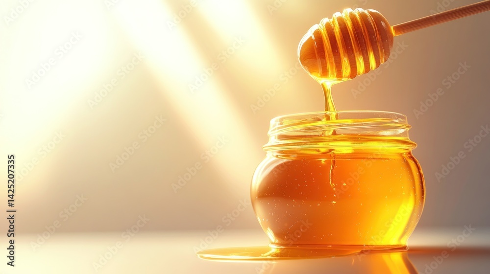 Honey dripping from dipper into jar (1) Honey dripping from dipper into jar (1)
