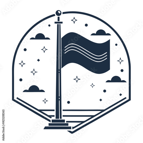 vector illustration of a mailbox with flag