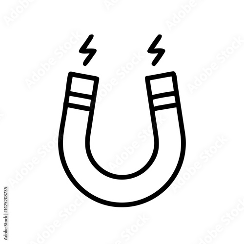 Horseshoe Magnet with Magnetic Field Icon Design