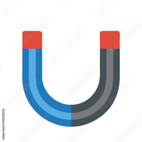 Horseshoe Magnet with Magnetic Field Icon Design