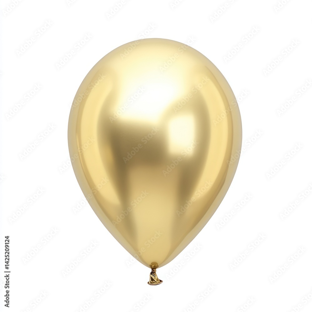 Golden Balloon Floating in Mid-Air with Smooth Reflective Surface Golden Balloon Floating in Mid-Air with Smooth Reflective Surface