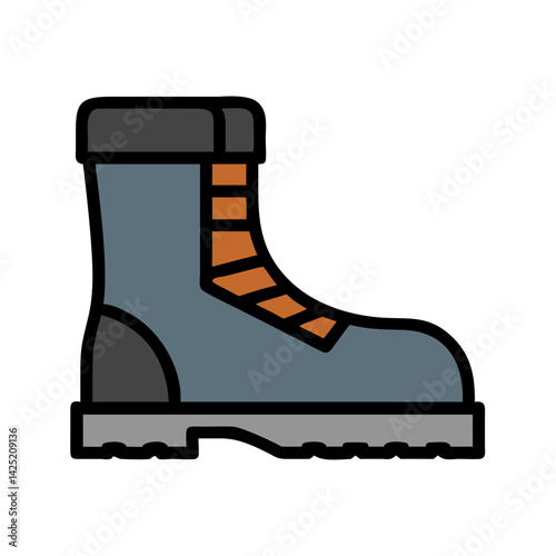 Industrial Work Boots with Safety Features Icon Design