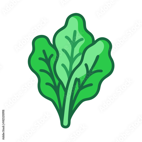 Leafy Green Vegetable with Stem Icon Design