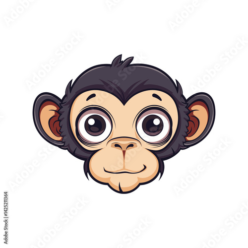 Cute Monkey Face Cartoon Illustration