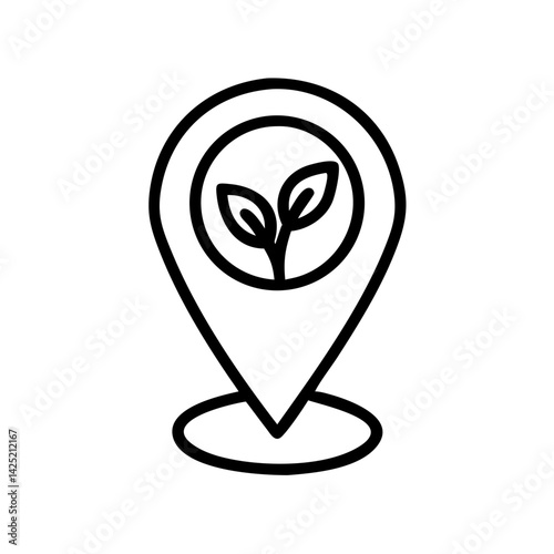 Location Pin with Nutrition Leaf Symbol Icon Design